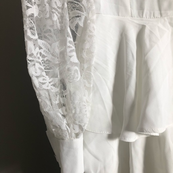 ASOS White Lace Long Sleeve Dress - Picture 6 of 7